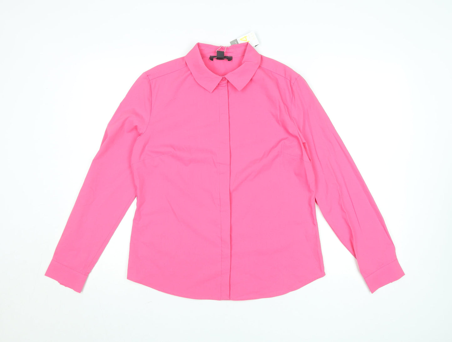 Primark Womens Pink Long Sleeve Button-Up Shirt Size 14