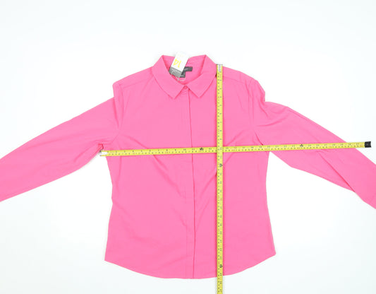 Primark Womens Pink Long Sleeve Button-Up Shirt Size 14