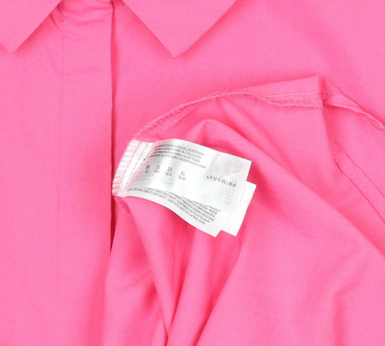 Primark Womens Pink Long Sleeve Button-Up Shirt Size 14