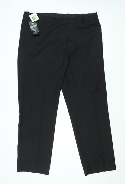Marks and Spencer Men's Black Regular Fit Dress Trousers 34W 30L