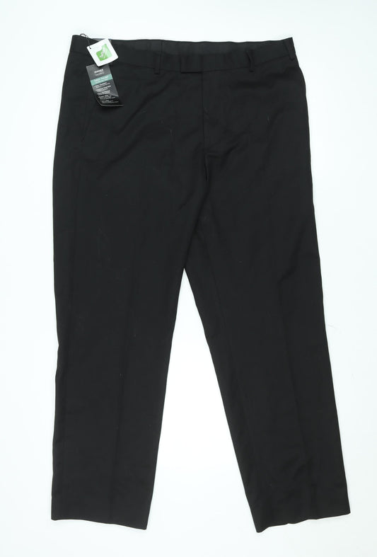 Marks and Spencer Men's Black Regular Fit Dress Trousers 34W 30L
