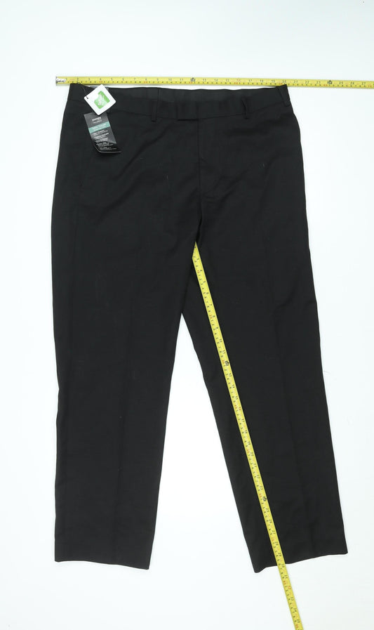 Marks and Spencer Men's Black Regular Fit Dress Trousers 34W 30L