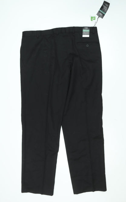 Marks and Spencer Men's Black Regular Fit Dress Trousers 34W 30L