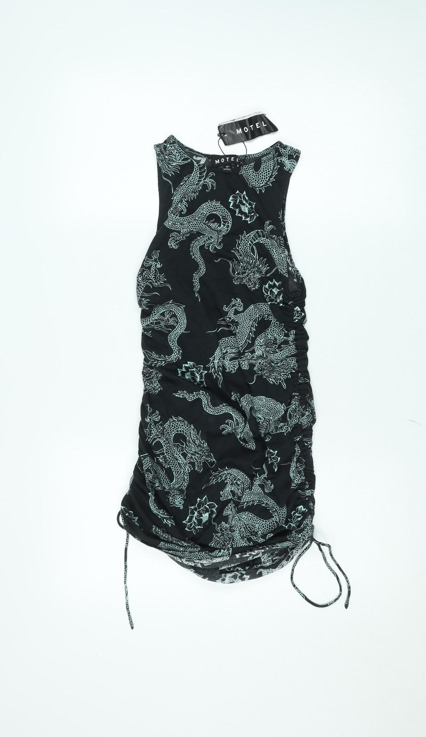 Motel Women’s Black Dragon Print Bodycon Mini Dress S