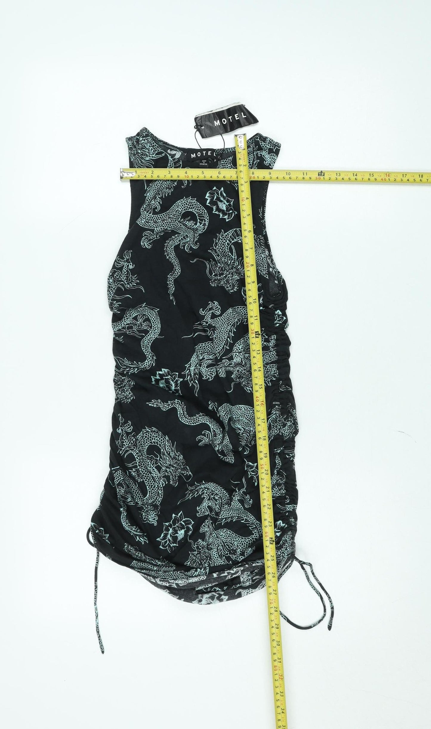 Motel Women’s Black Dragon Print Bodycon Mini Dress S