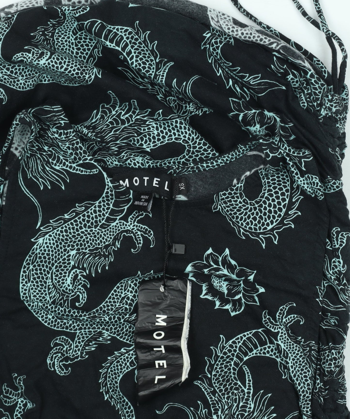 Motel Women’s Black Dragon Print Bodycon Mini Dress S