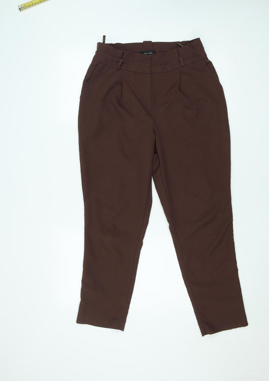 New Look Women Brown UK 12 Tapered Chino Trousers Smart Casual