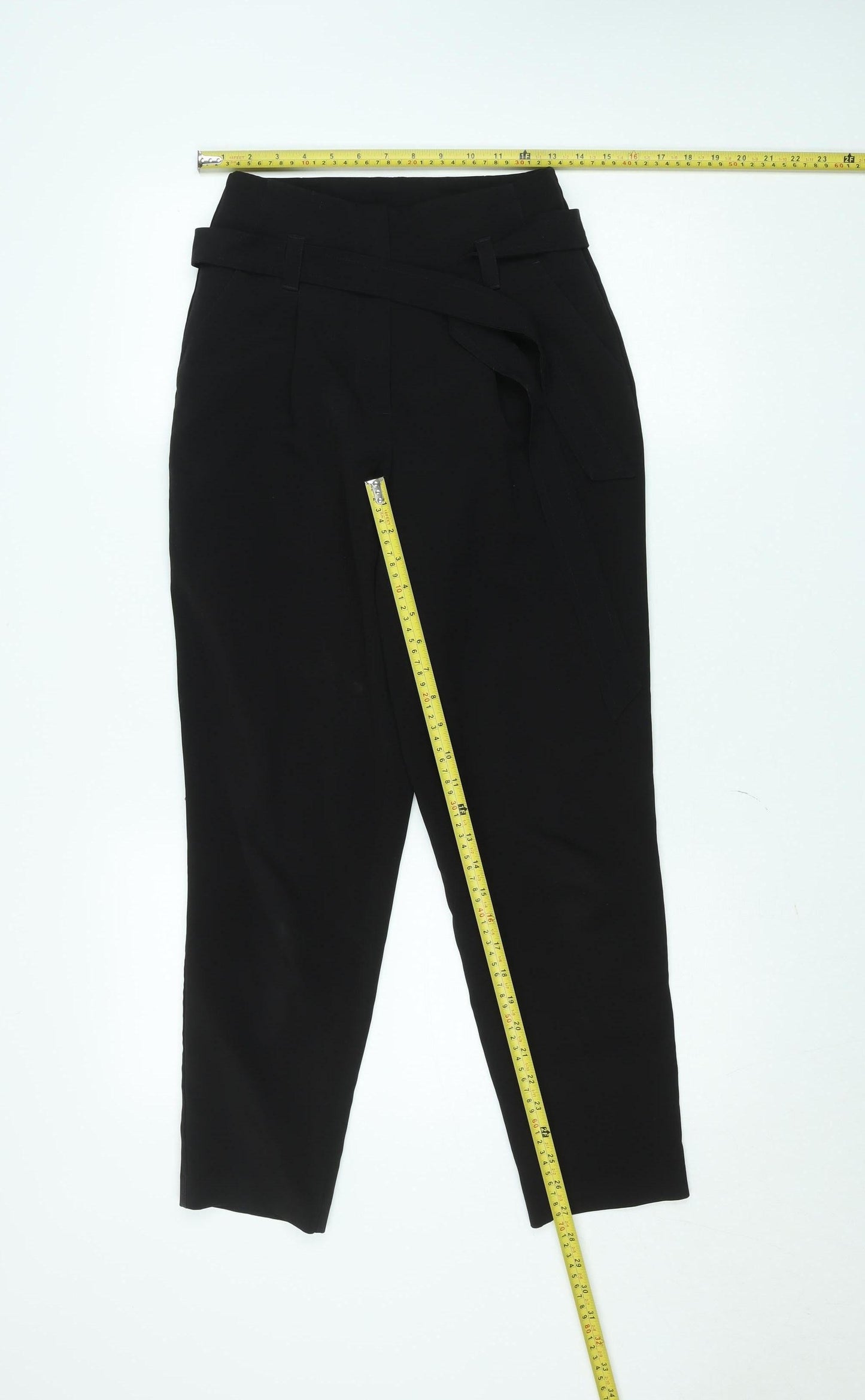 New Look Women’s Black Size 6 High Rise Paperbag Tapered Trousers