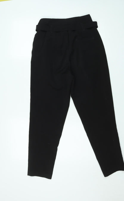 New Look Women’s Black Size 6 High Rise Paperbag Tapered Trousers