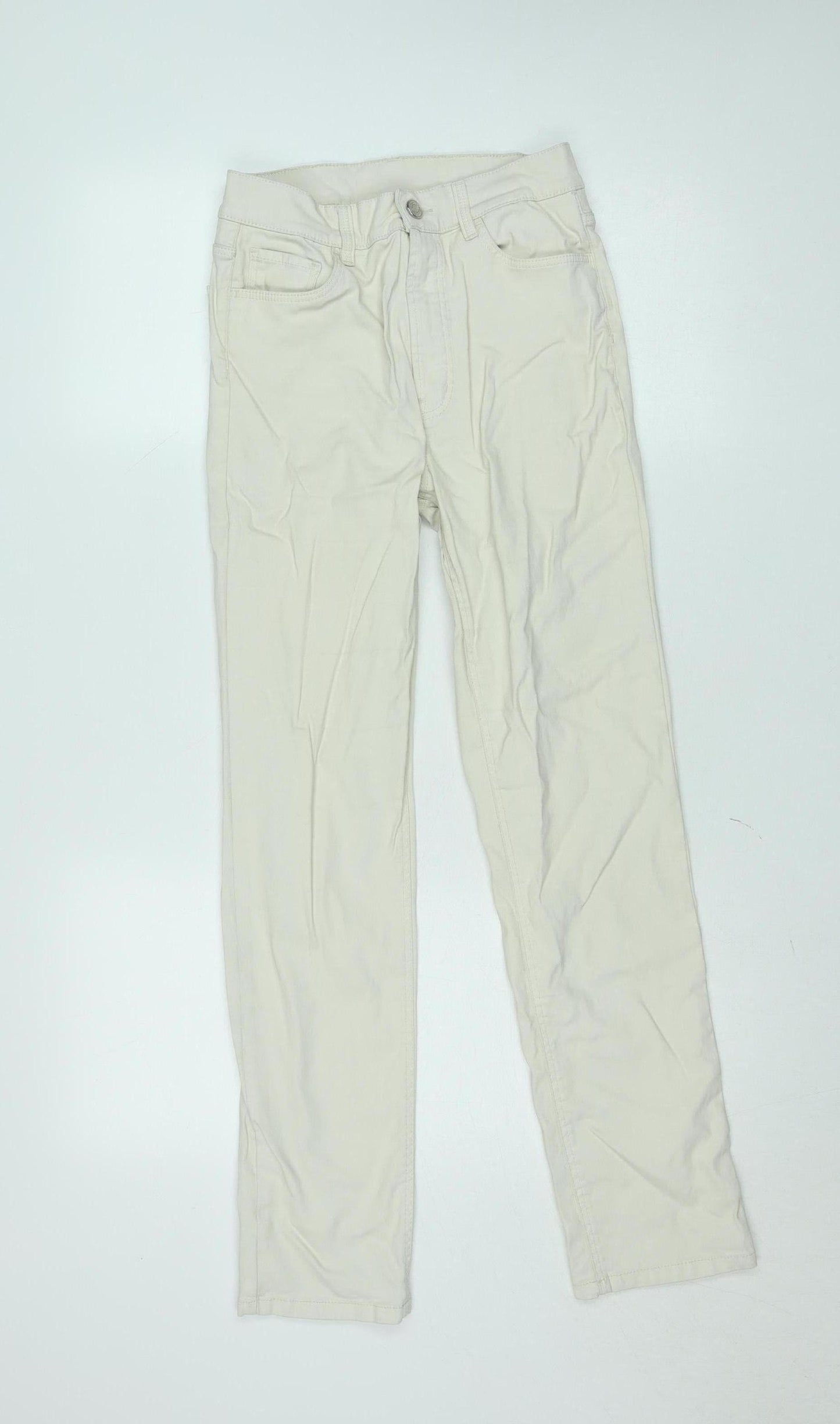 Massimo Dutti Women's Beige Chino Trousers Size 10 Slim Fit Cotton Blend
