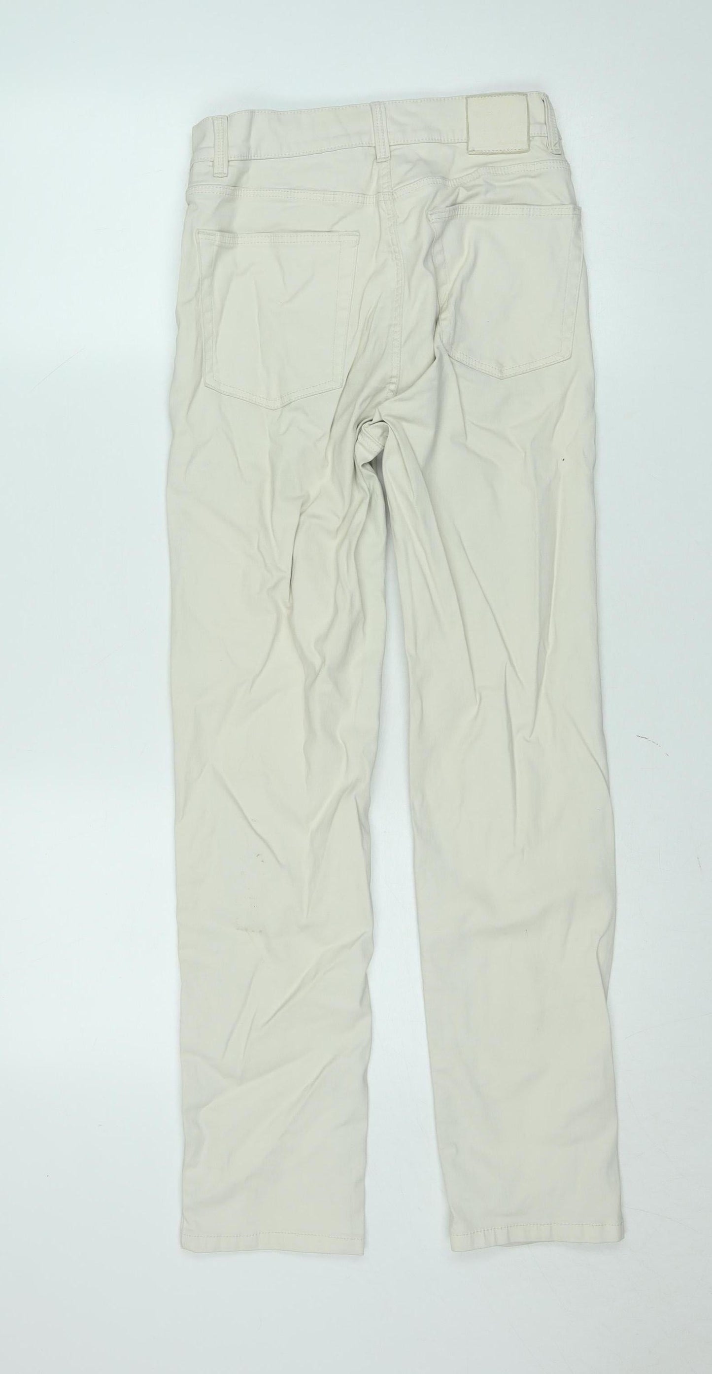 Massimo Dutti Women's Beige Chino Trousers Size 10 Slim Fit Cotton Blend