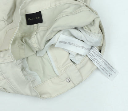 Massimo Dutti Women's Beige Chino Trousers Size 10 Slim Fit Cotton Blend
