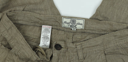 Next Women Beige Linen Straight Trousers Size 30S Casual Summer