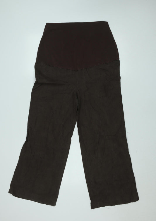 Next Maternity Brown Linen Wide-Leg Trousers Women’s UK 8 Short