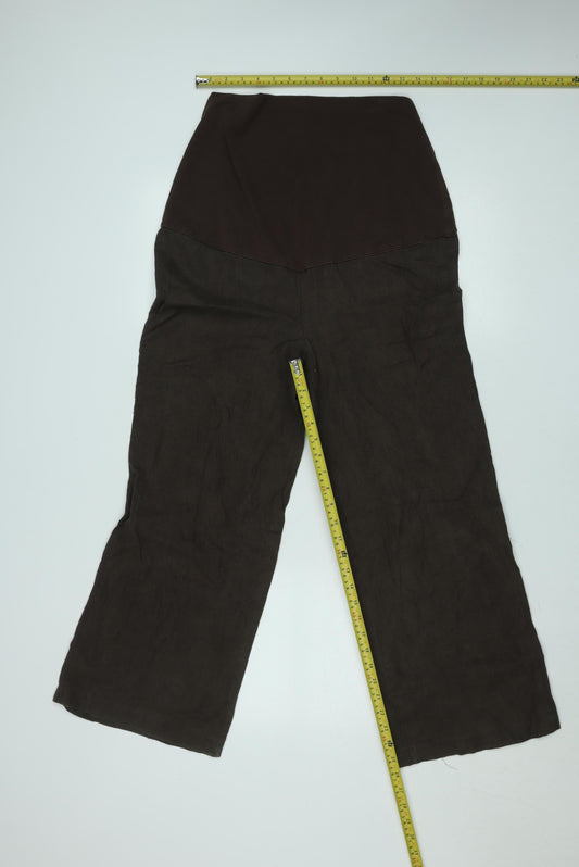 Next Maternity Brown Linen Wide-Leg Trousers Women’s UK 8 Short