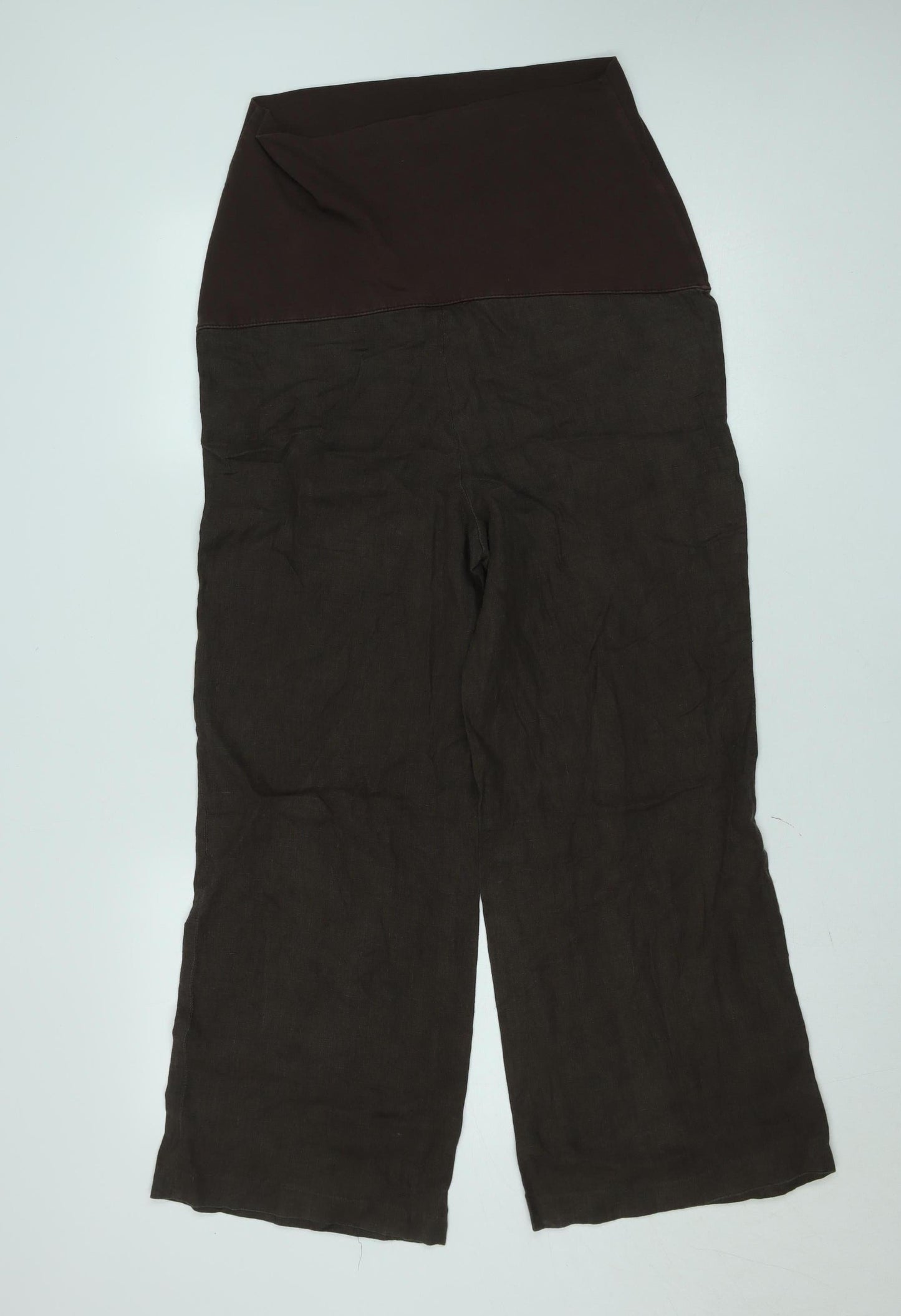 Next Maternity Brown Linen Wide-Leg Trousers Women’s UK 8 Short