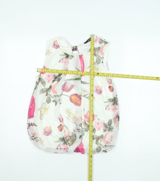 Quiz Women's Multicoloured Floral Chiffon Sleeveless Blouse Size 10