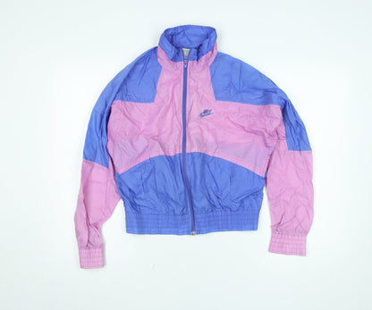 Nike Womens Blue Pink 90s Windbreaker Jacket Size M Retro Cropped