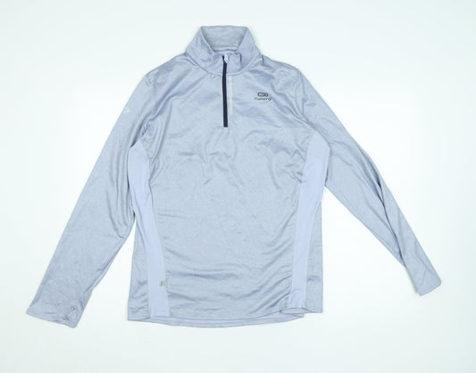 Decathlon Kalenji Men's Grey Long Sleeve 1/4 Zip Running Top M