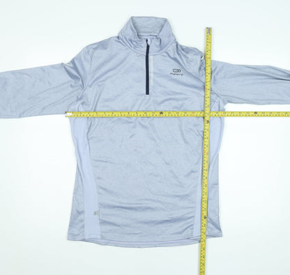Decathlon Kalenji Men's Grey Long Sleeve 1/4 Zip Running Top M