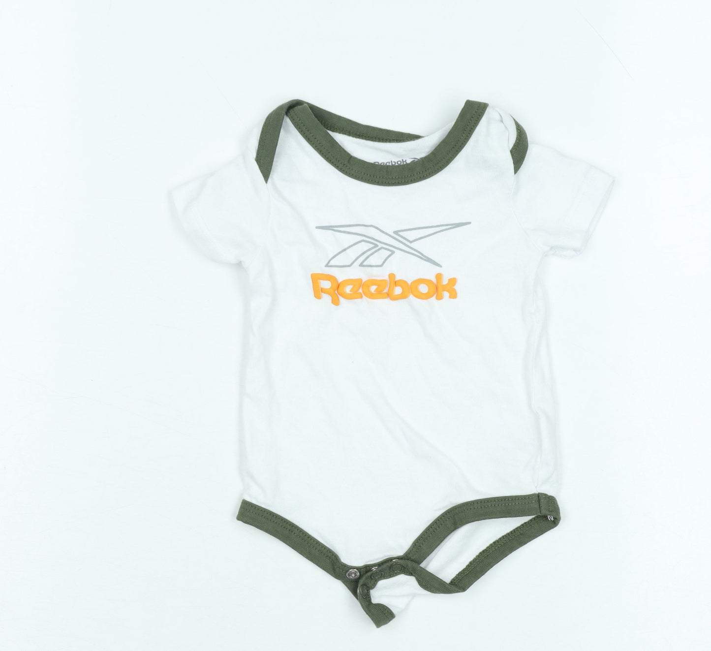 Reebok Unisex Baby White 0-3 Months Babygrow with Logo Design