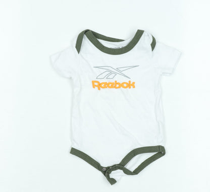 Reebok Unisex Baby White 0-3 Months Babygrow with Logo Design