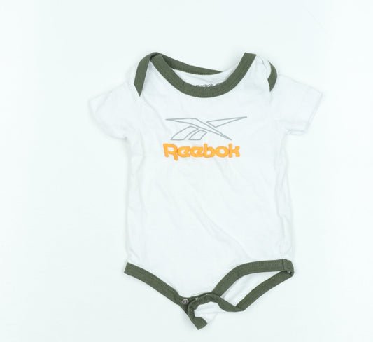 Reebok Unisex Baby White 0-3 Months Babygrow with Logo Design