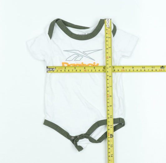 Reebok Unisex Baby White 0-3 Months Babygrow with Logo Design