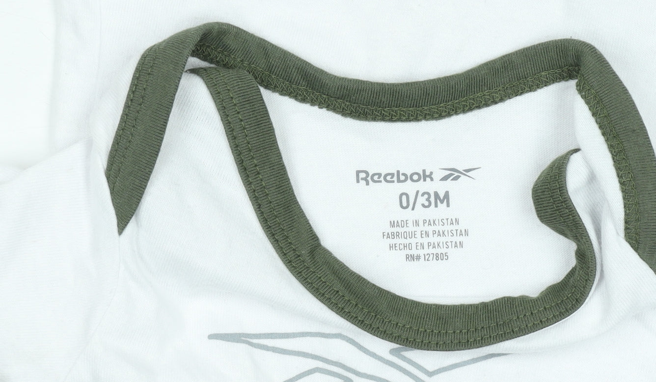 Reebok Unisex Baby White 0-3 Months Babygrow with Logo Design