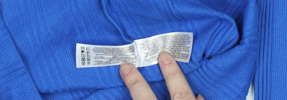 Primark Women Blue Cotton Bodycon Ribbed Long Sleeve Dress Size 10