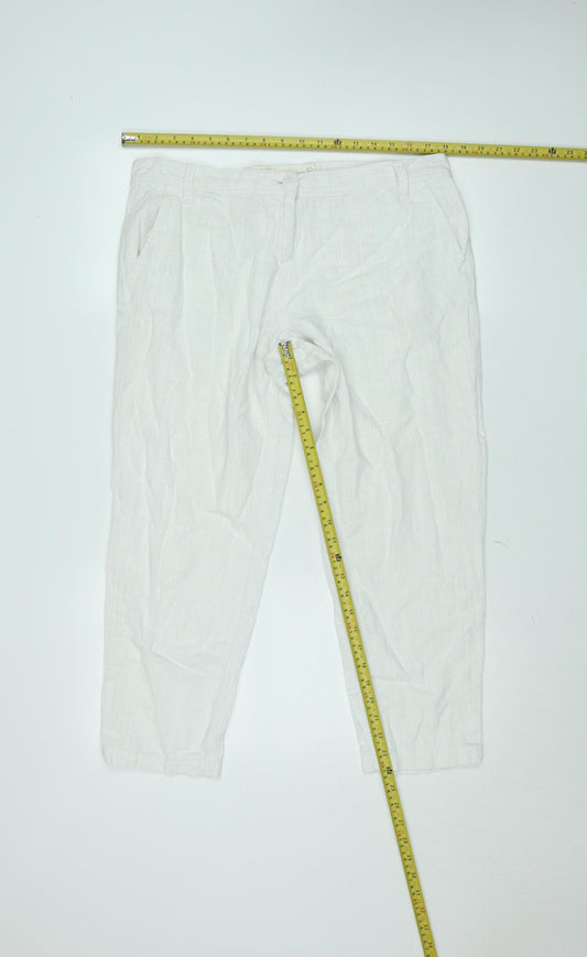 Next Women's White Linen Blend Chino Trousers Size 16R