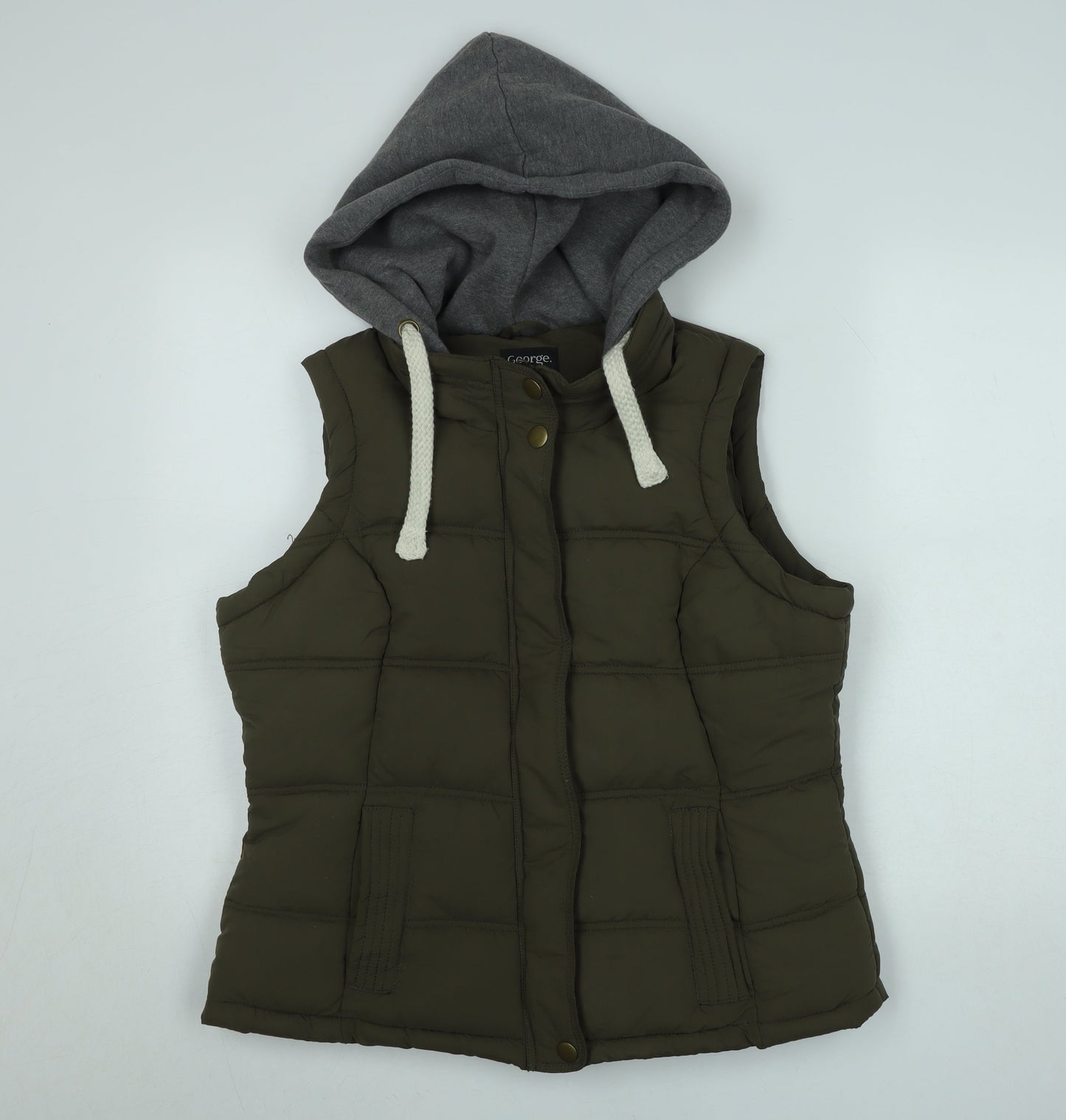 George Women's Green Hooded Puffer Waistcoat Size 16