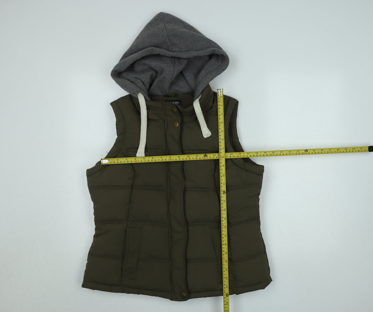 George Women's Green Hooded Puffer Waistcoat Size 16