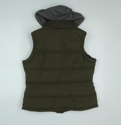 George Women's Green Hooded Puffer Waistcoat Size 16