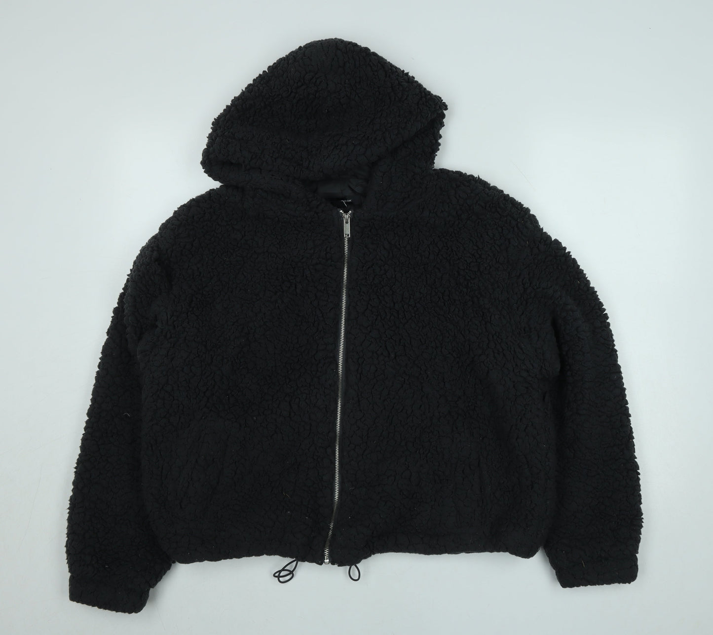New Look Womens Black L Hooded Fleece Zip Jacket