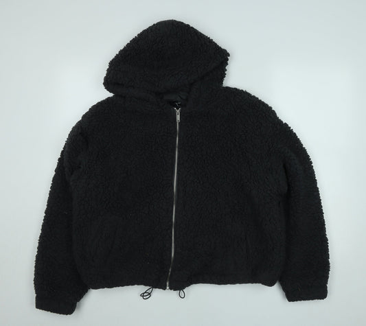 New Look Womens Black L Hooded Fleece Zip Jacket