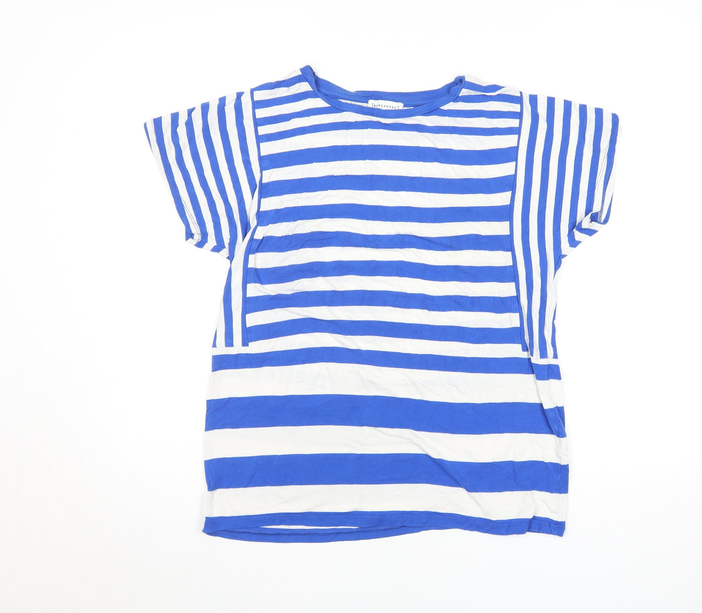 Womens UK Size 10 Warehouse Blue Basic T-Shirt