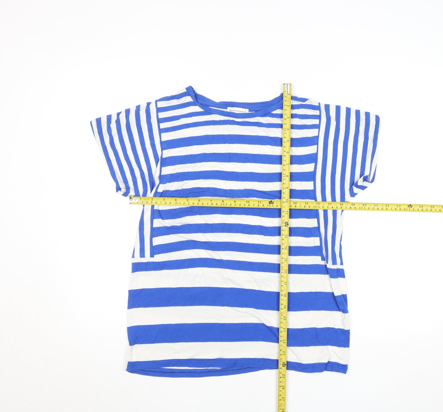 Womens UK Size 10 Warehouse Blue Basic T-Shirt