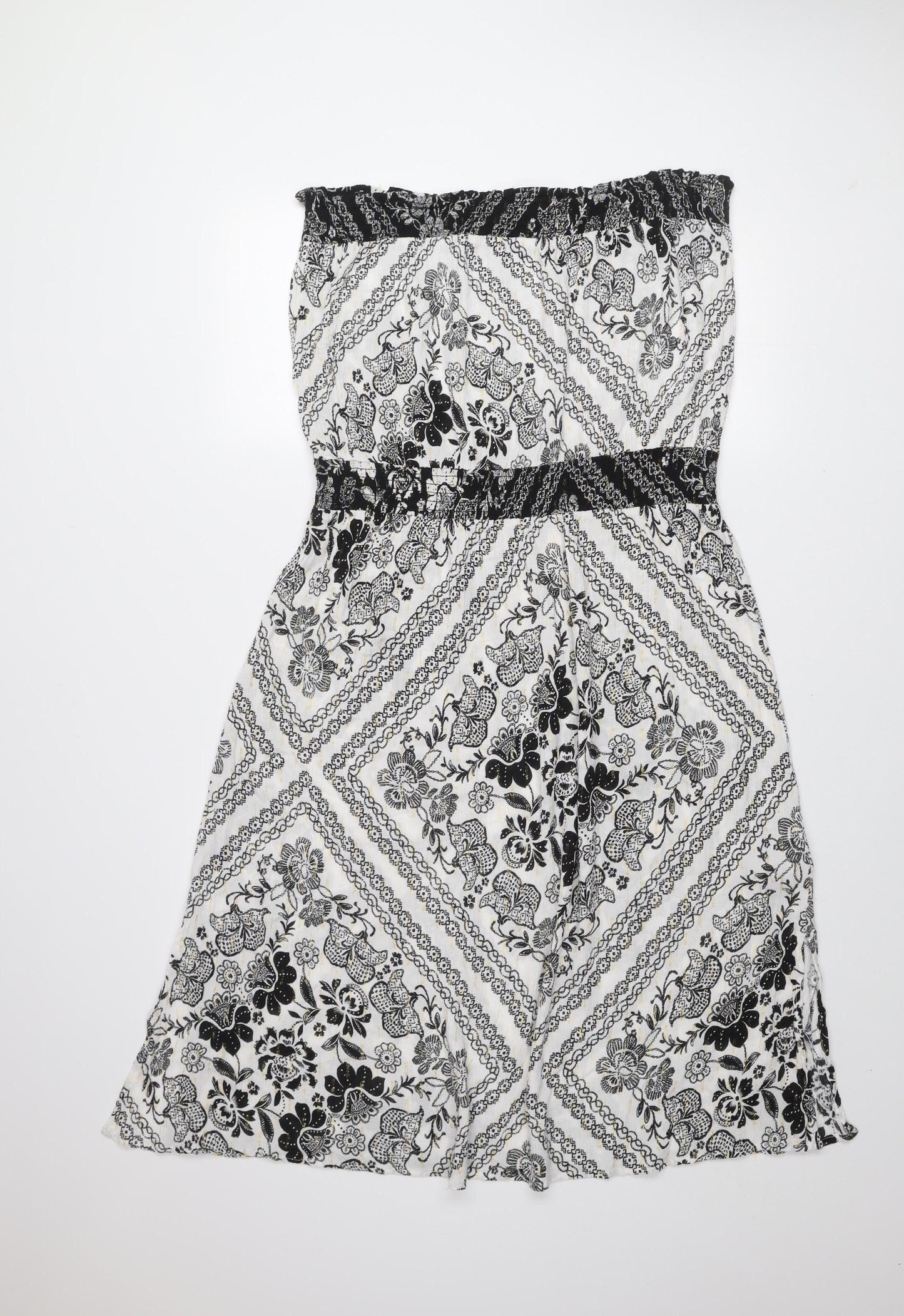 Next Women’s Black Floral Strapless Smocked Dress Size 20