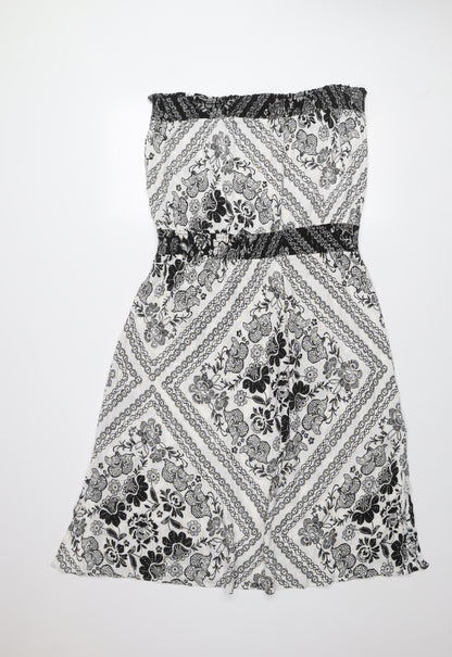 Next Women’s Black Floral Strapless Smocked Dress Size 20