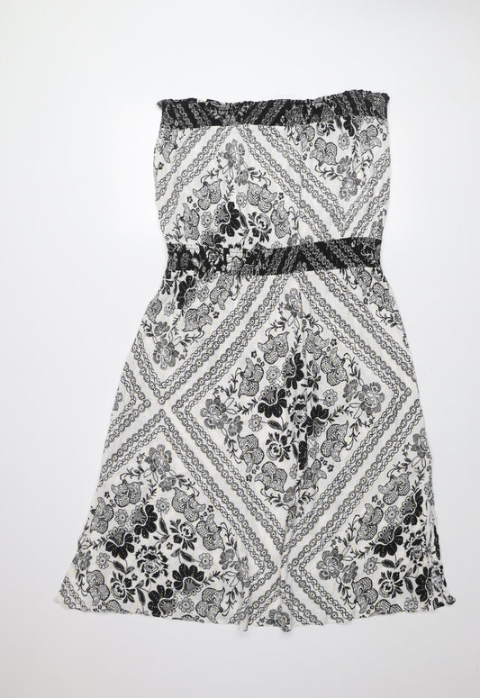 Next Women’s Black Floral Strapless Smocked Dress Size 20