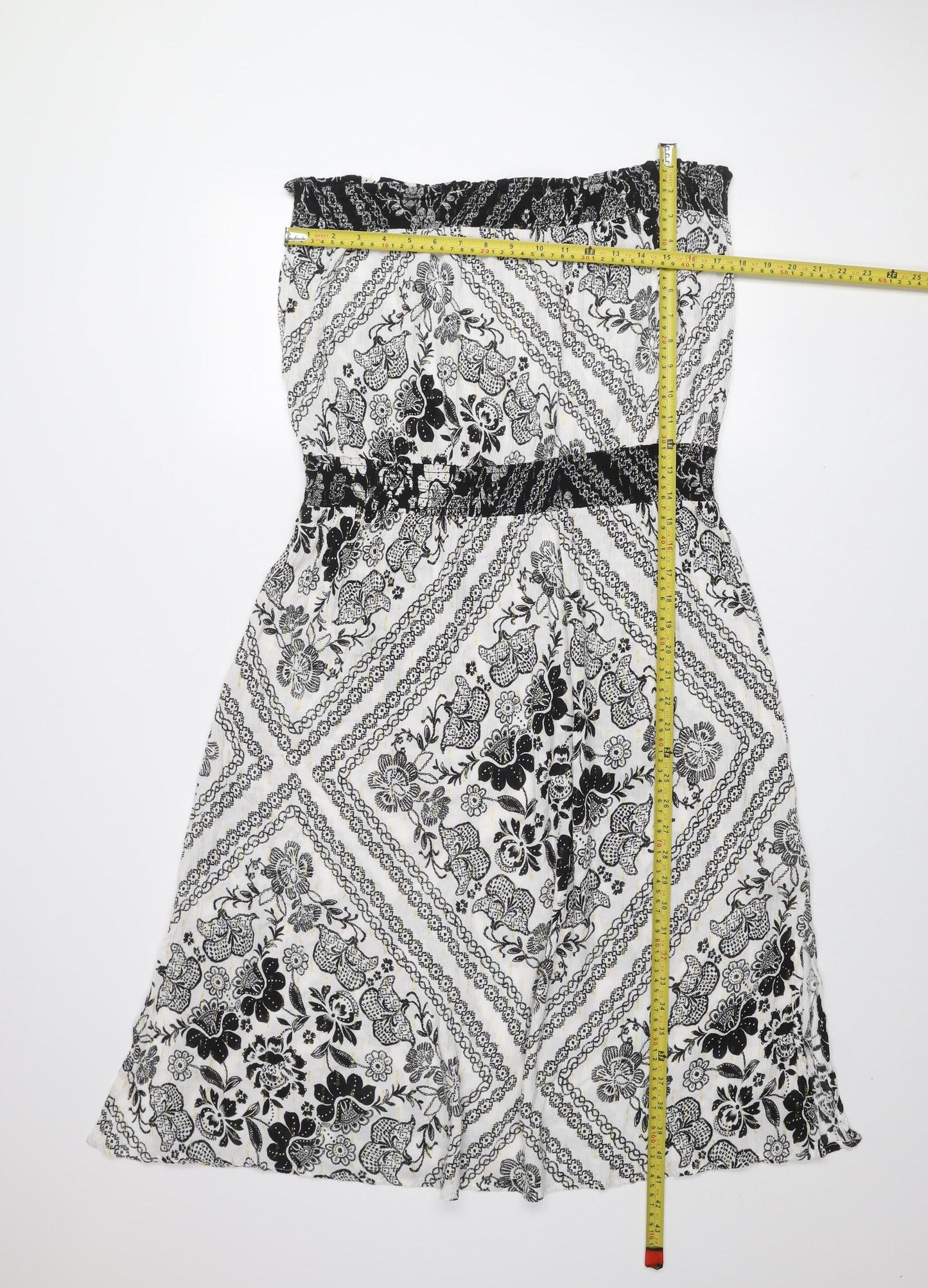 Next Women’s Black Floral Strapless Smocked Dress Size 20