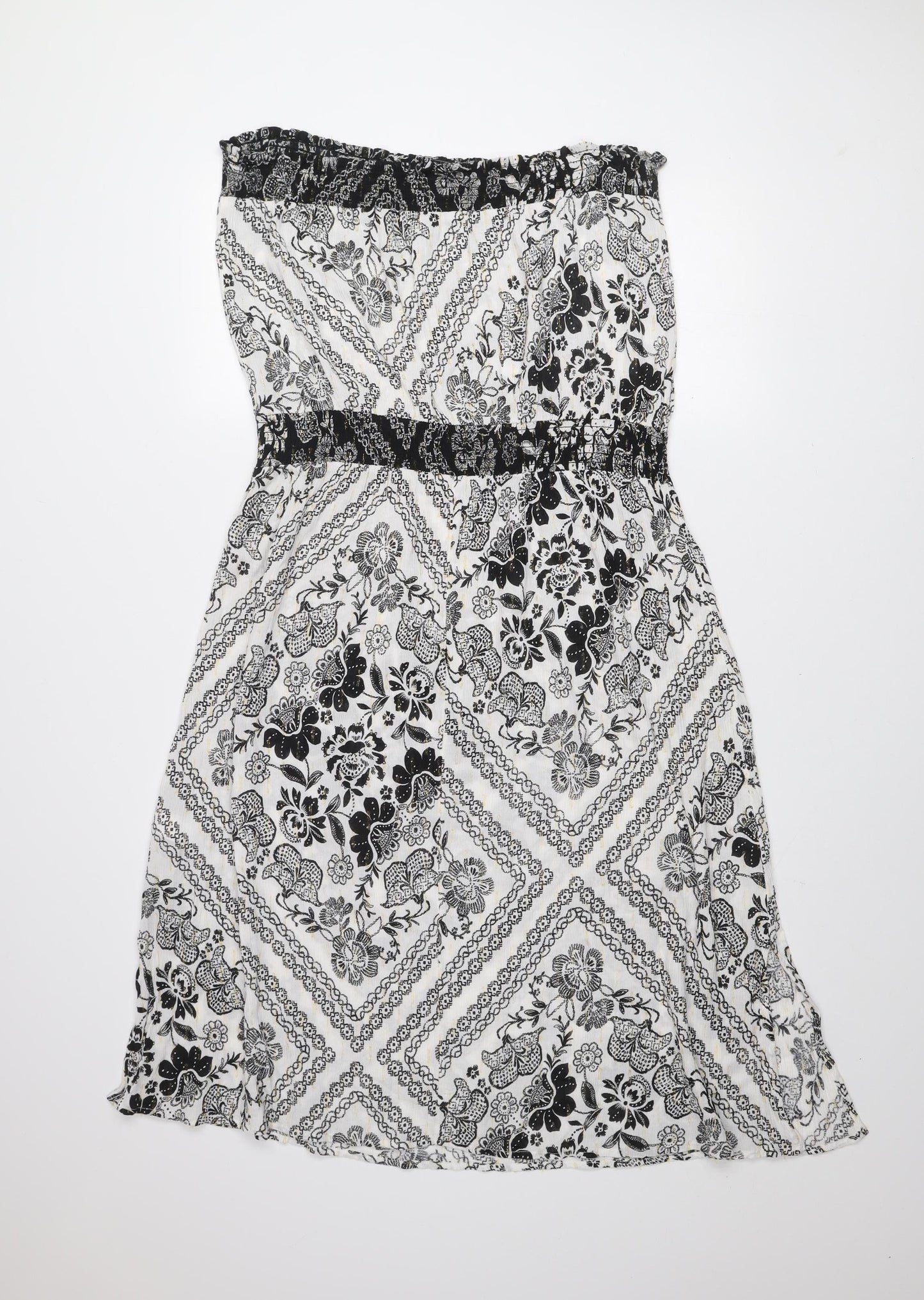 Next Women’s Black Floral Strapless Smocked Dress Size 20