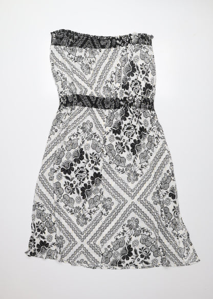 Next Women’s Black Floral Strapless Smocked Dress Size 20