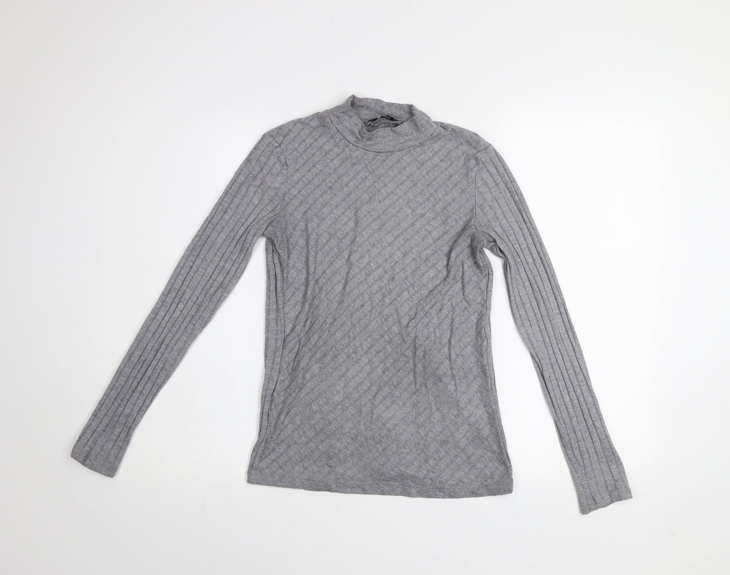 Womens UK Size 10 Mango Grey Basic T-Shirt