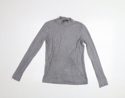 Womens UK Size 10 Mango Grey Basic T-Shirt