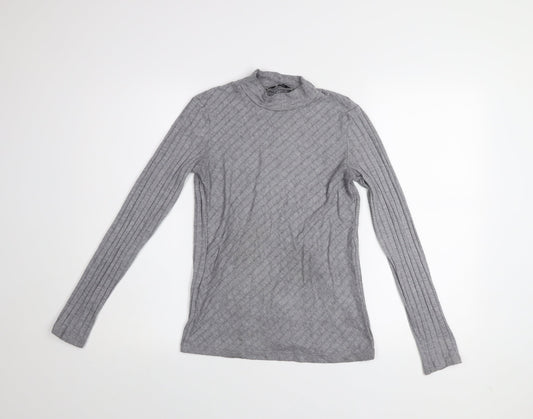 Womens UK Size 10 Mango Grey Basic T-Shirt