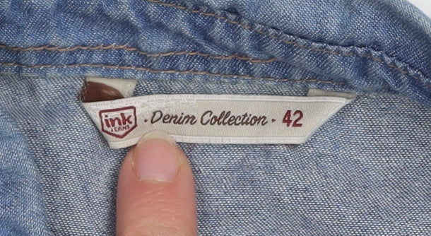 Ink Denim Collection Men's Blue Long Sleeve Button-Up Shirt Size 42