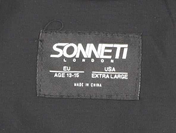 Boys UK Size 13-14 Years Sonneti Black Windbreaker Coat