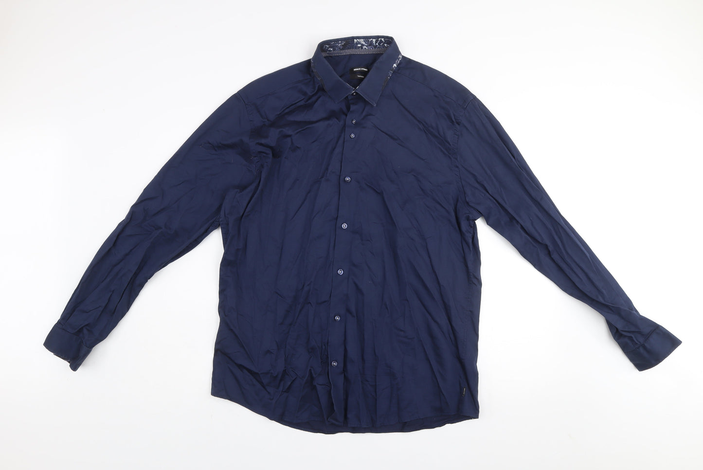 Mens UK Collar Size 17 Remus Uomo Smart Blue  Dress Shirt